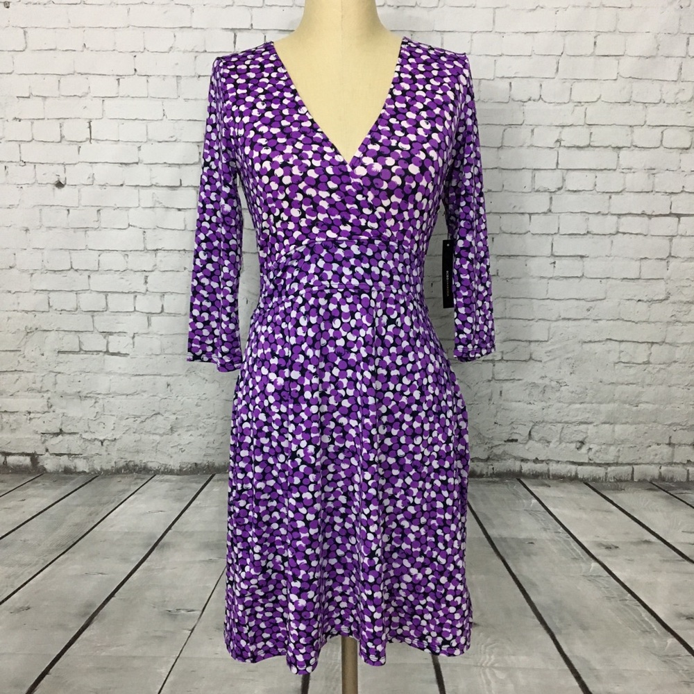 BCBG Maxazria S dress NEW marbles purple print